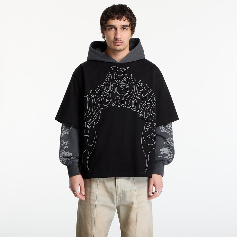 Mikina PLEASURES Dragon Layered Hoodie Faded Black L