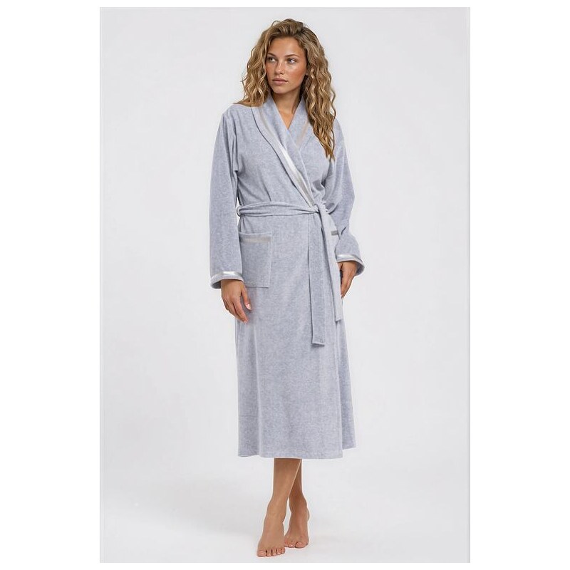 DN Nightwear Velurový dámský župan Sofie šedý