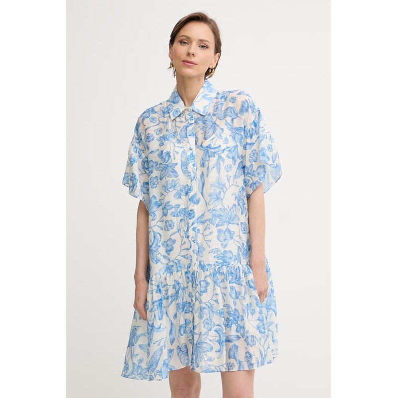 Twinset letní šaty s příměsí lnu 115249608