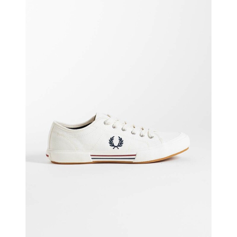 Fred Perry B708 Tennis vintage logo canvas trainers in white