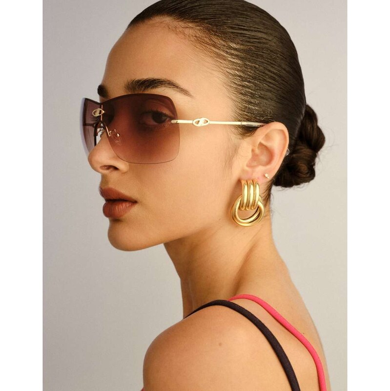 Le Specs Paralell Universe visor sunglasses in gold graduated tint 115535951