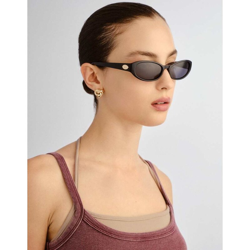 Le Specs Popalicious slim sunglasses in black-Brown