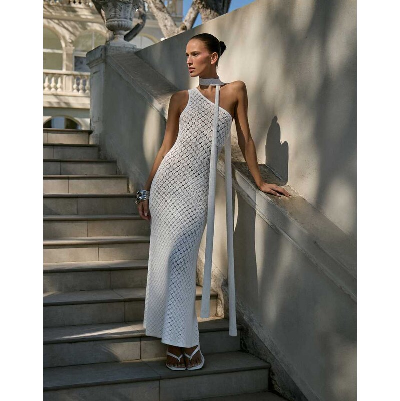 4th & Reckless crochet asymmetric scarf detail maxi beach dress