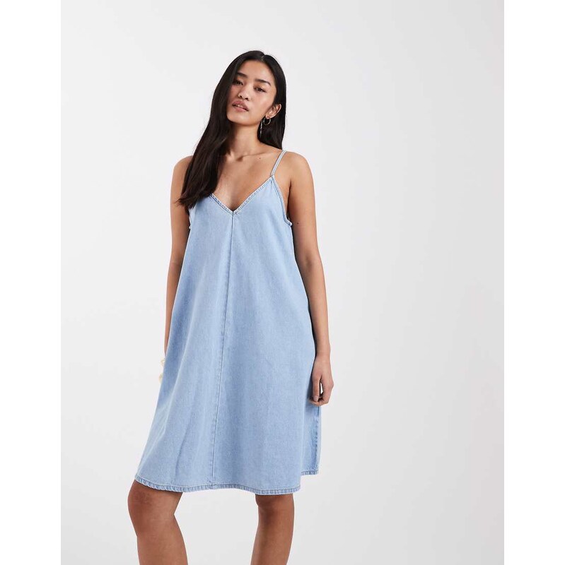 JJXX strappy denim mini dress in blue