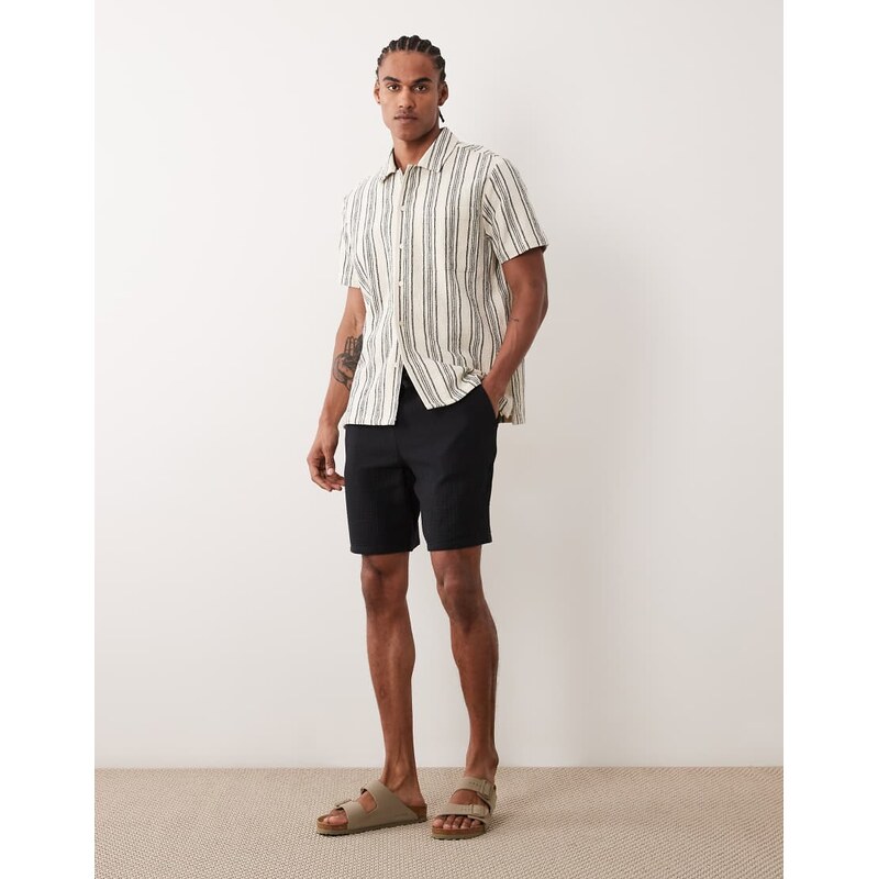 JJ Rebel textured shorts in black