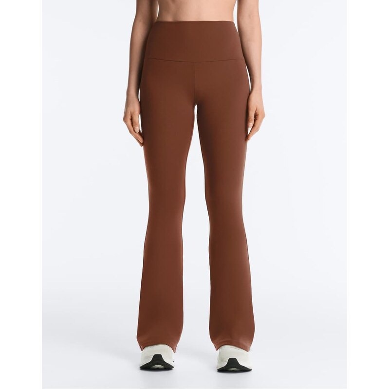 OYSHO Comfortlux high-rise flare trousers in coffee-Brown