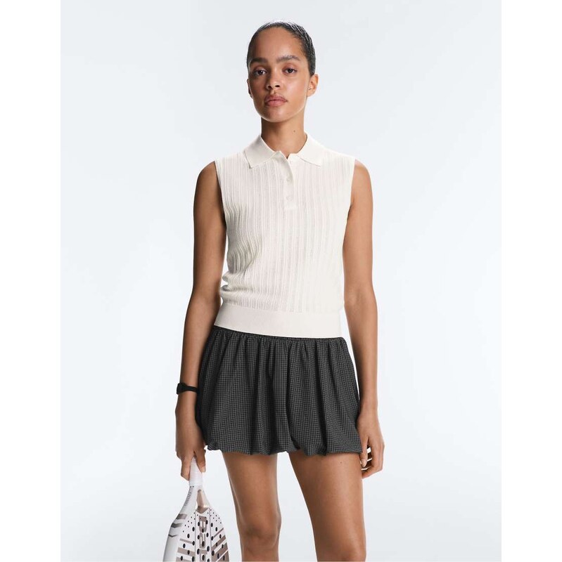 OYSHO Sleeveless open knit jumper in off-white 115184622