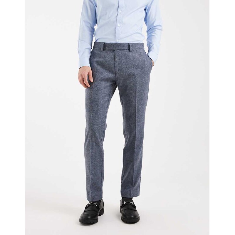 ASOS DESIGN wool mix slim suit trousers in grey herringbone