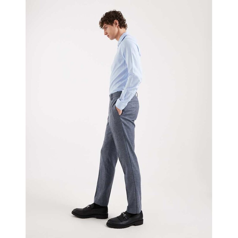 ASOS DESIGN wool mix slim suit trousers in grey herringbone