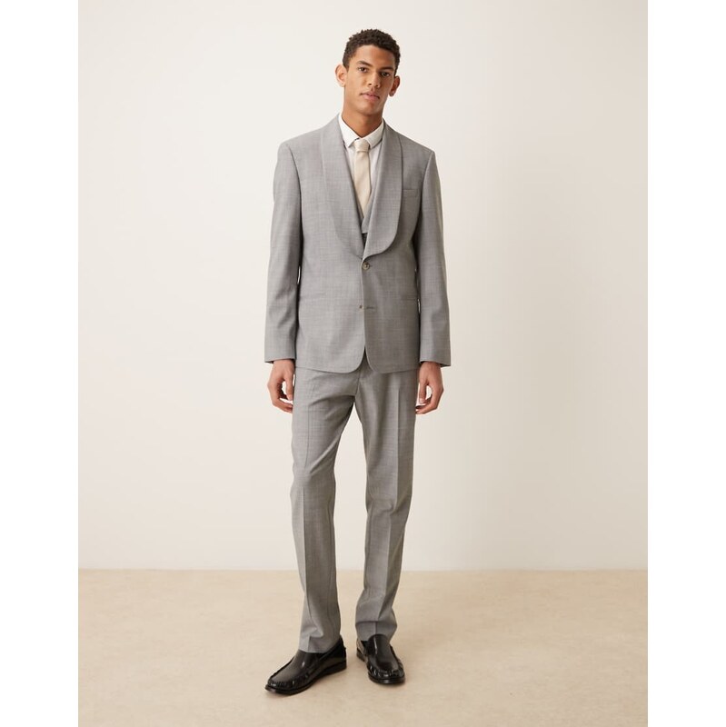 ASOS DESIGN wool mix slim suit trousers in grey marl