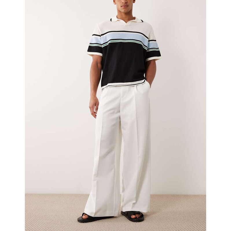 ASOS DESIGN tailored pleated loose leg trousers in white