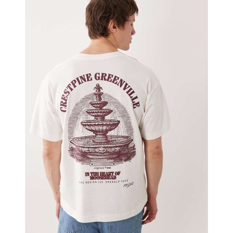 Jack & Jones oversized t-shirt with fountain backprint in white
