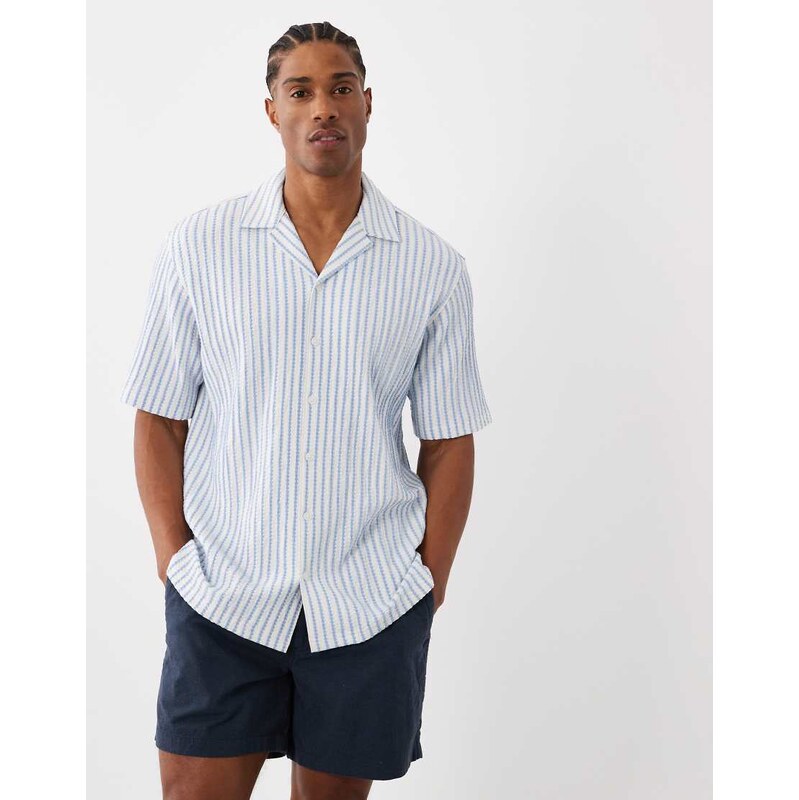 Jack & Jones Premium striped short sleeve shirt in blue