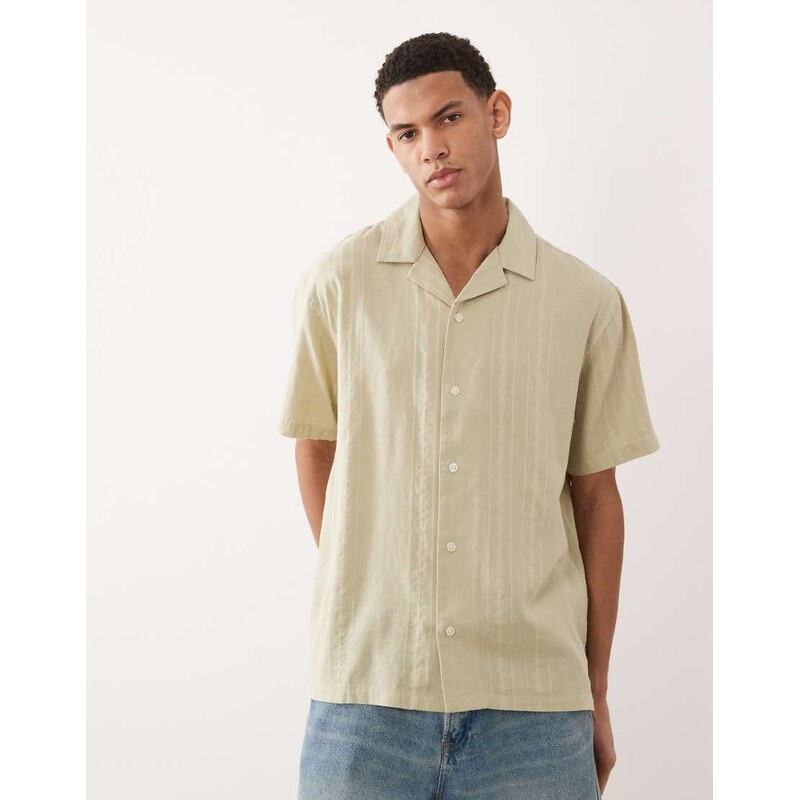 Jack & Jones Premium linen blend short sleeve shirt with stripes