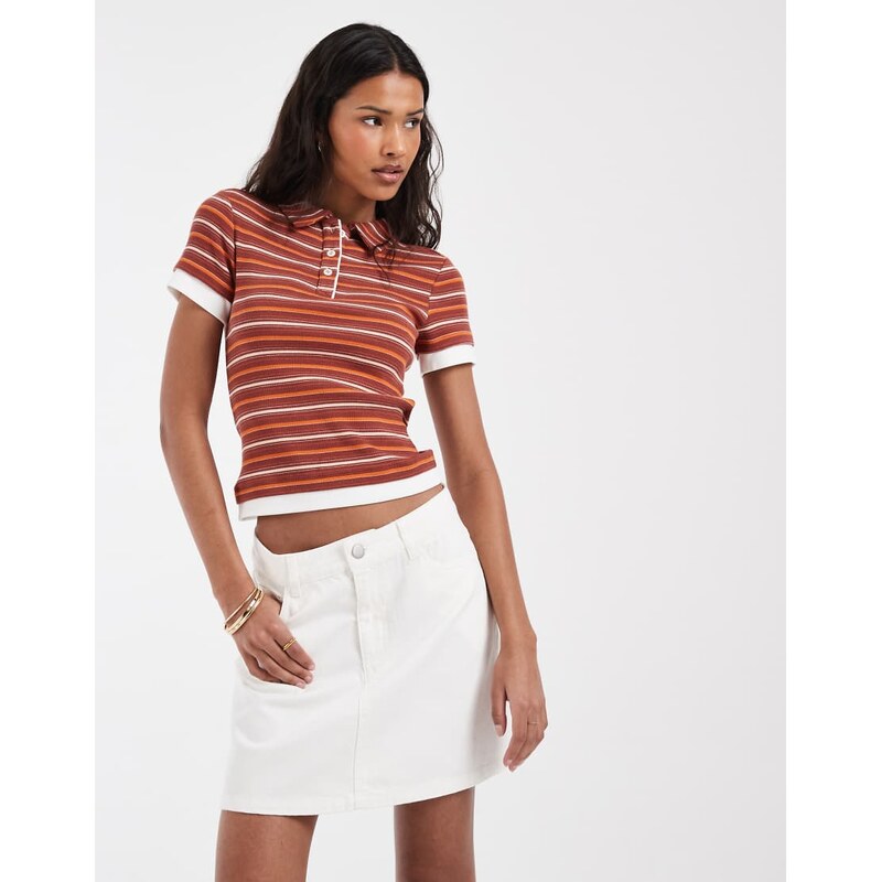 Pieces denim a-line mini skirt in white