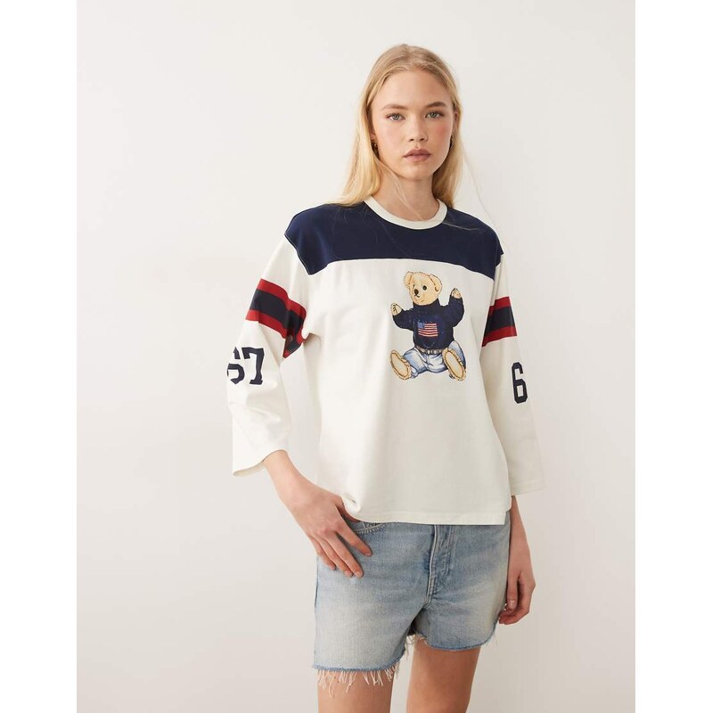 Polo Ralph Lauren bear graphic knit shirt in white