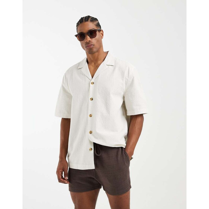 ASOS DESIGN slim crepe textured jersey short in brown