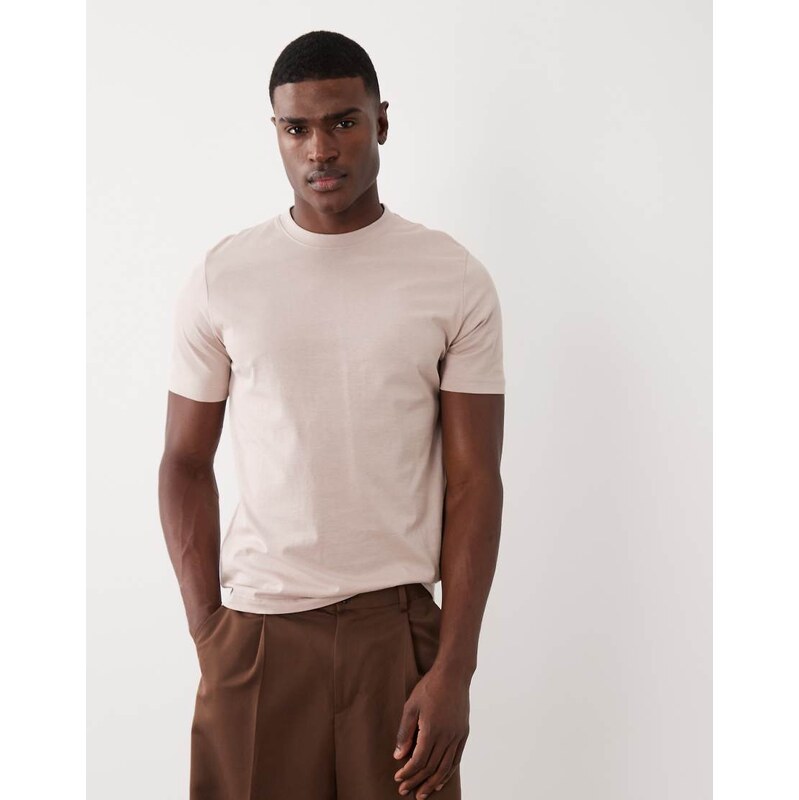 Mango 100% cotton slim fit t-shirt in pink