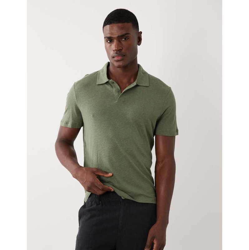 Mango polo t-shirt in olive green