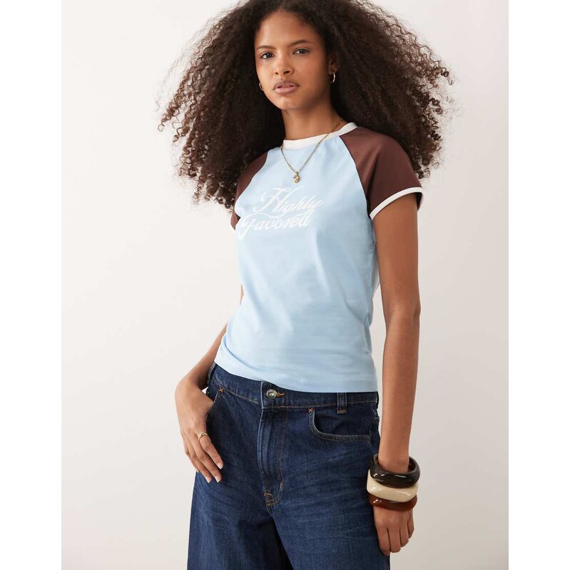 ASOS DESIGN contrast raglan sleeve t-shirt with highly favoured