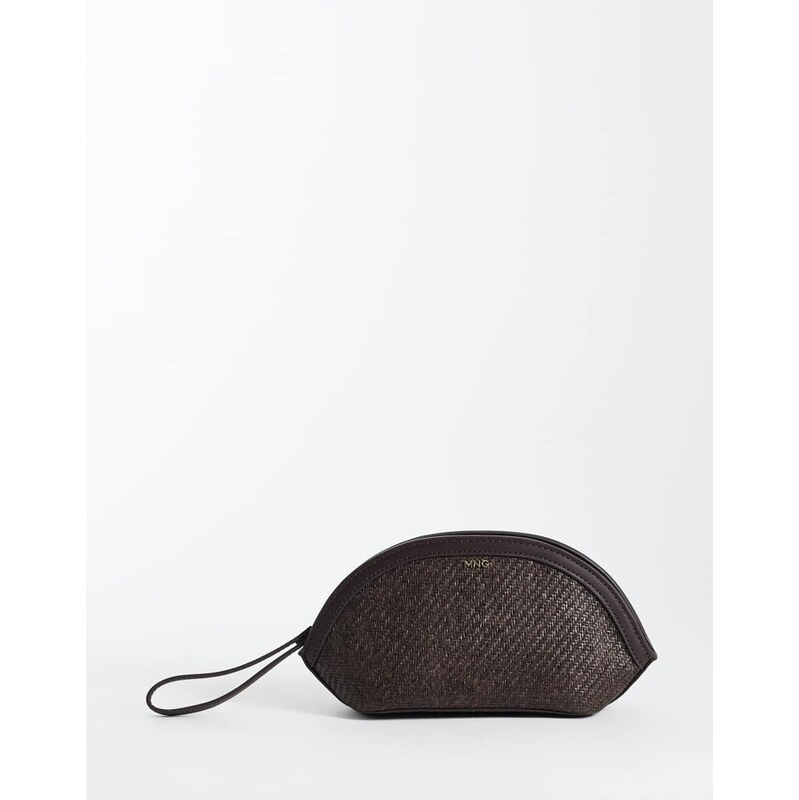 Mango raffia look oval clutch bag in brown 115184527