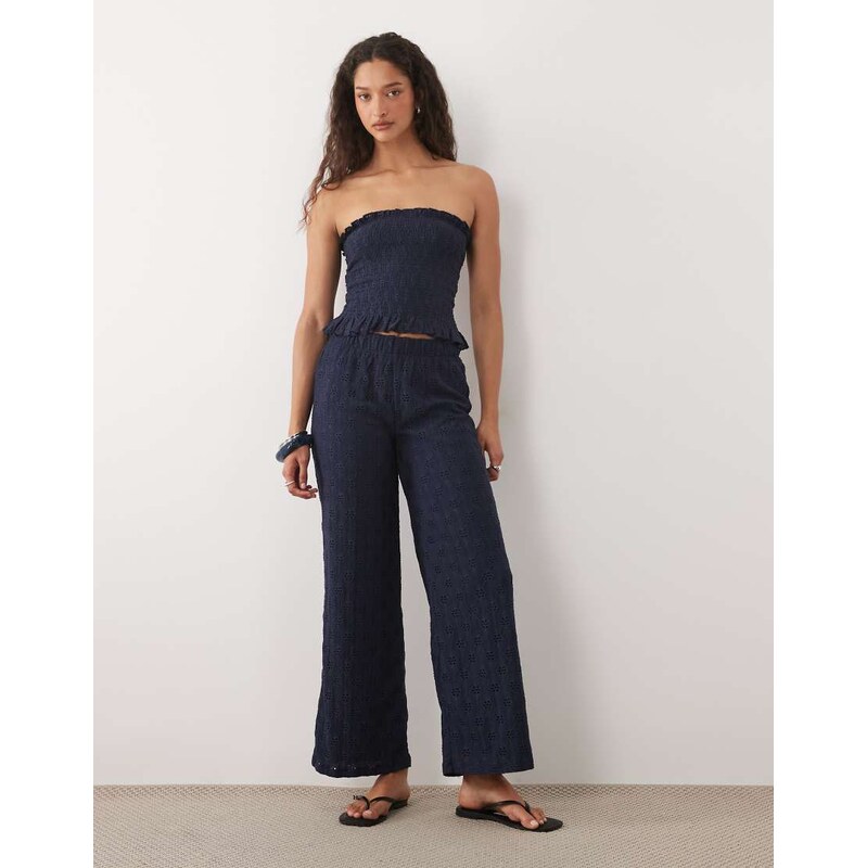 Mango Teen floral straight trouser co-ord in navy 115184525