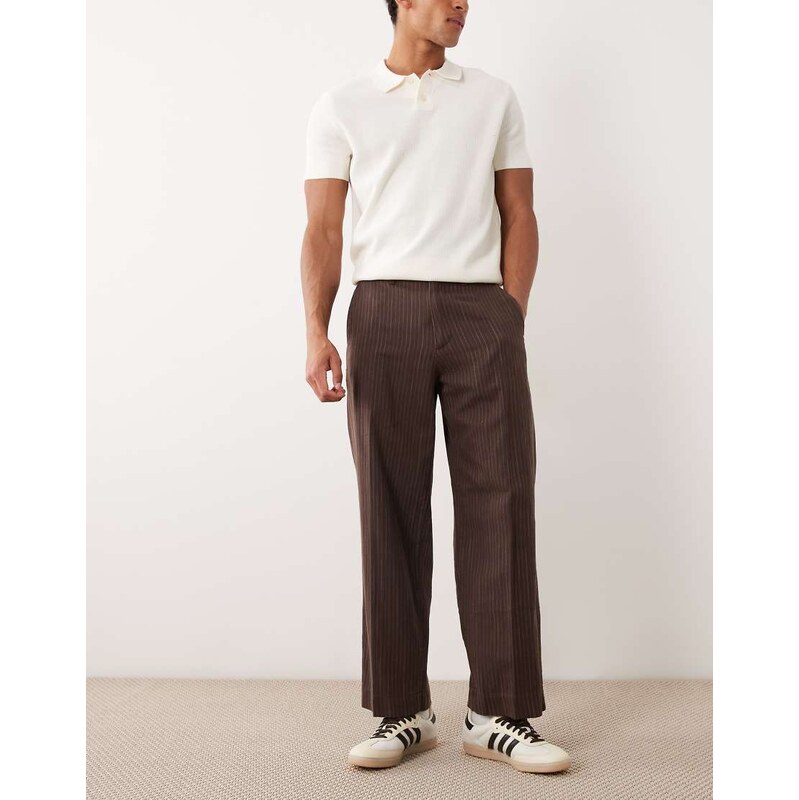 Abercrombie & Fitch baggy pull on trousers in brown stripe 115184554