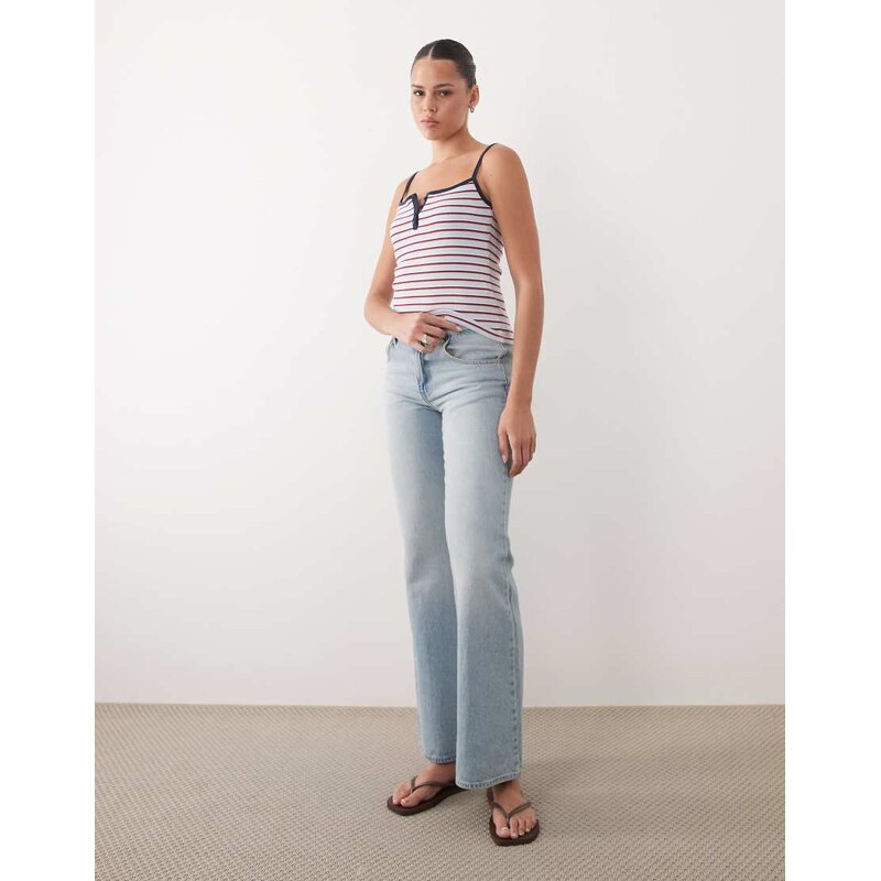 Abercrombie & Fitch ribbed henley cami in blue stripe