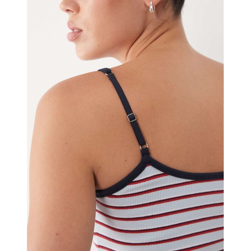 Abercrombie & Fitch ribbed henley cami in blue stripe