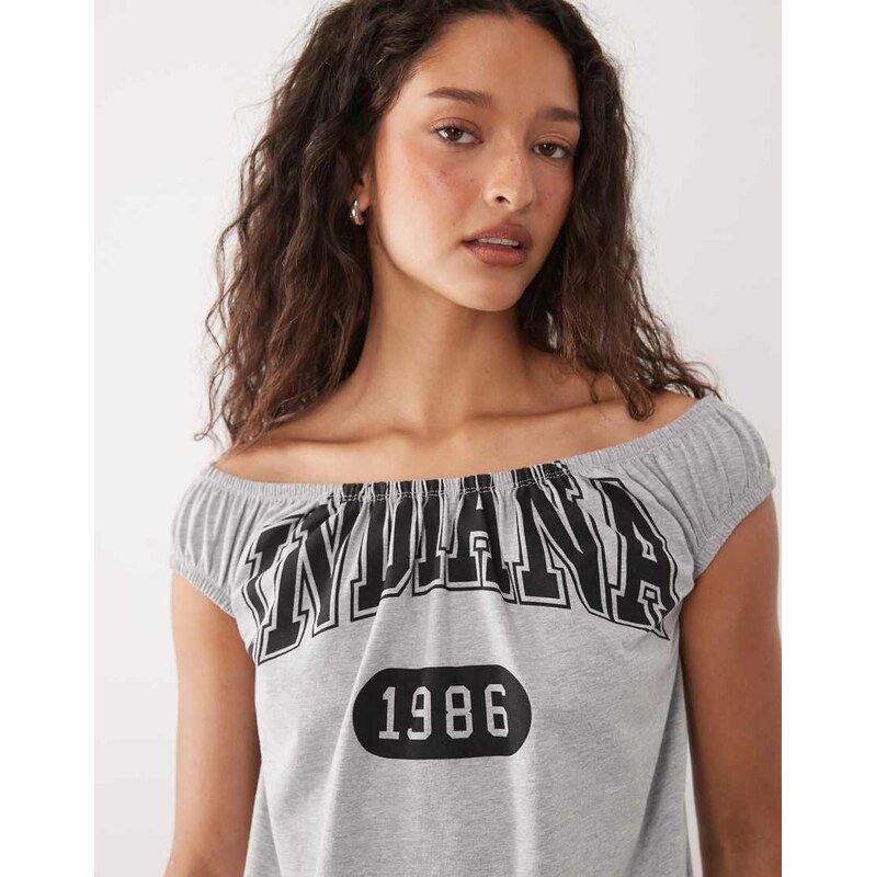 ASOS DESIGN off shoulder slouchy top in grey