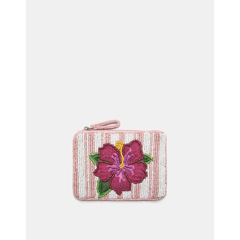 Pull&Bear Sequin stripe floral purse in pink-Neutral 115184585