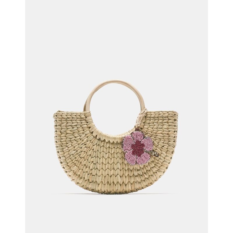 Pull&Bear Embellished raffia basket bag in white cream 115184615