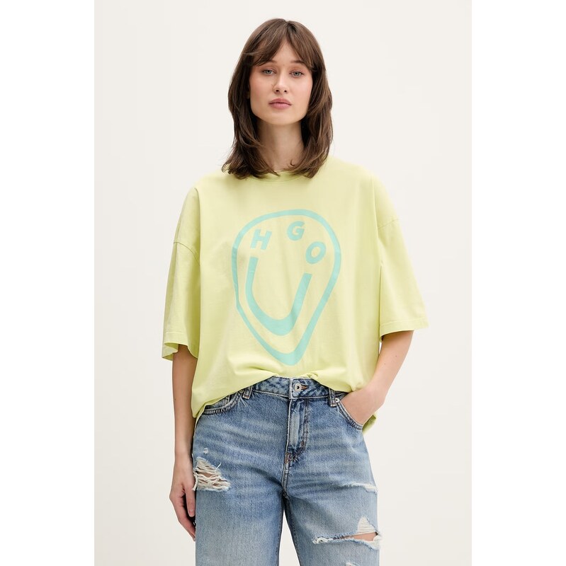 HUGO Blue tričko dámské bavlněné Oversized_Tee_B 115187520