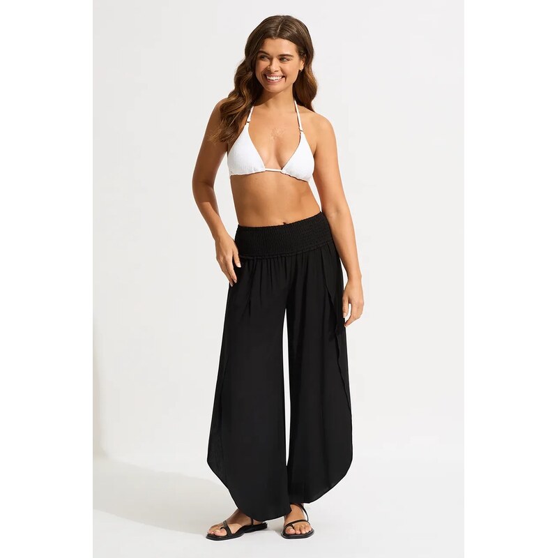 Seafolly baggy kalhoty dámské z viskózy Shirred Waist Wrap