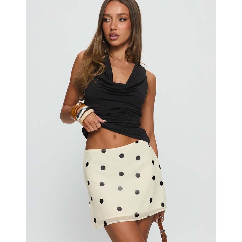 Princess Polly Adelaida chiffon mini skirt in cream polka dot