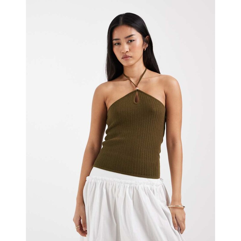 ONLY halterneck top in khaki-Green