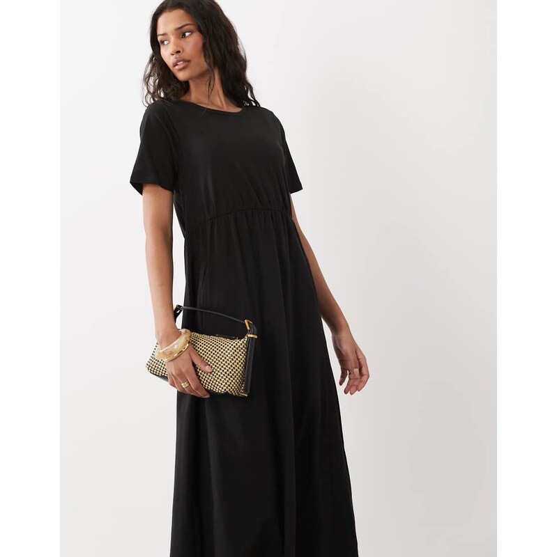 Threadbare jersey short sleeve midi dress in black 115515967