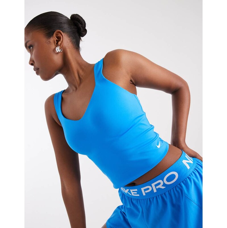 Nike Training Pro Dri-FIT longline bra tank in blue
