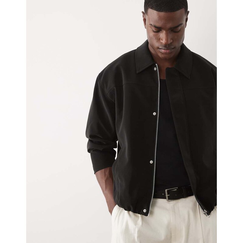 ASOS DESIGN faux suede oversized jacket in black