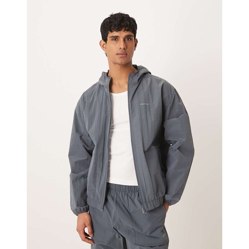 Calvin Klein Performance windbreaker jacket co-ord in grey