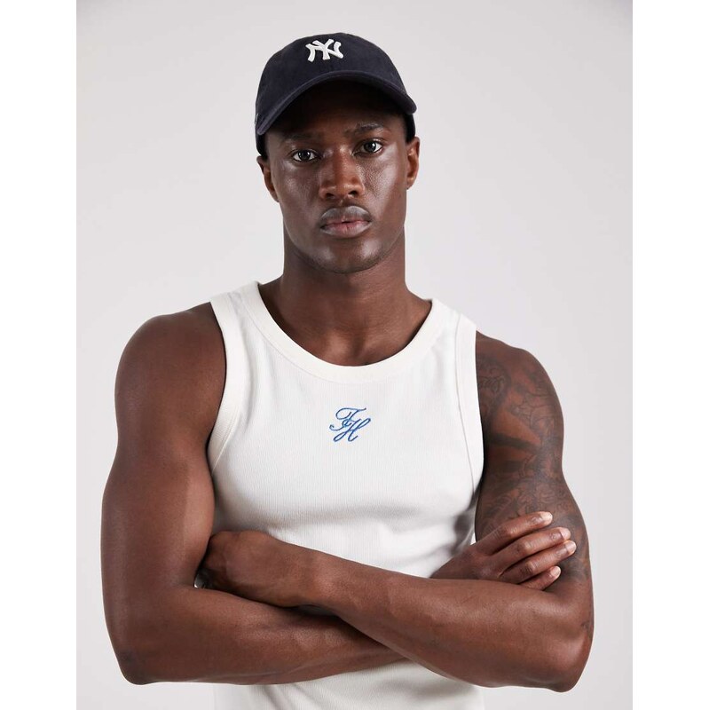 Tommy Hilfiger resort logo rib tank in ivory-White