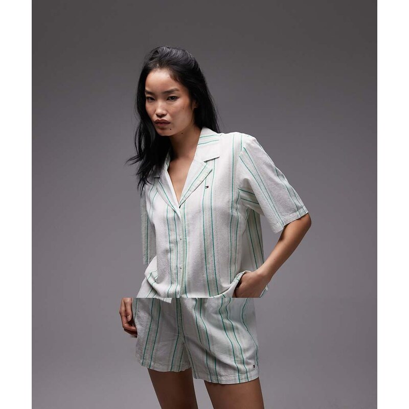 Tommy Hilfiger Essentials pyjama set in green stripe 115188478