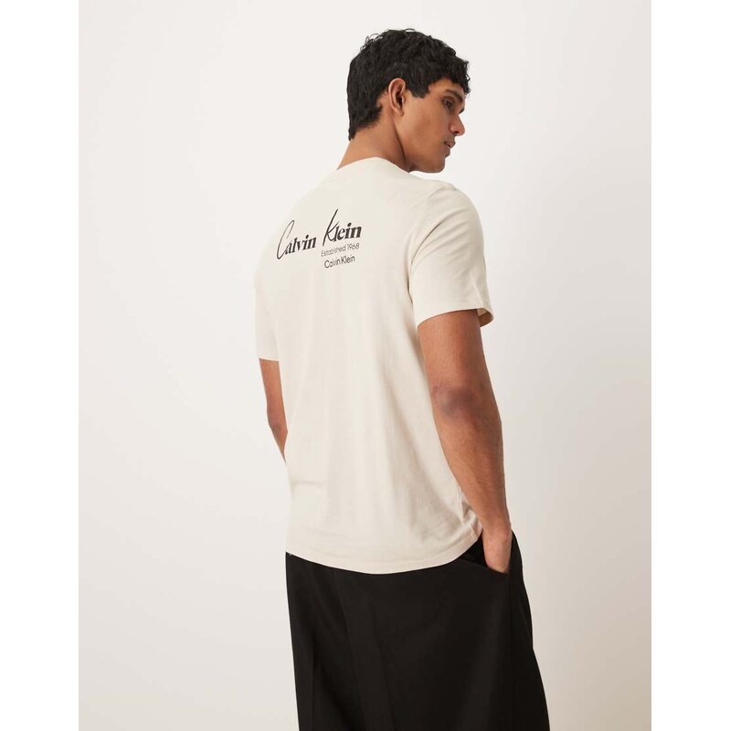 Calvin Klein Jeans graphic t-shirt in cream-White