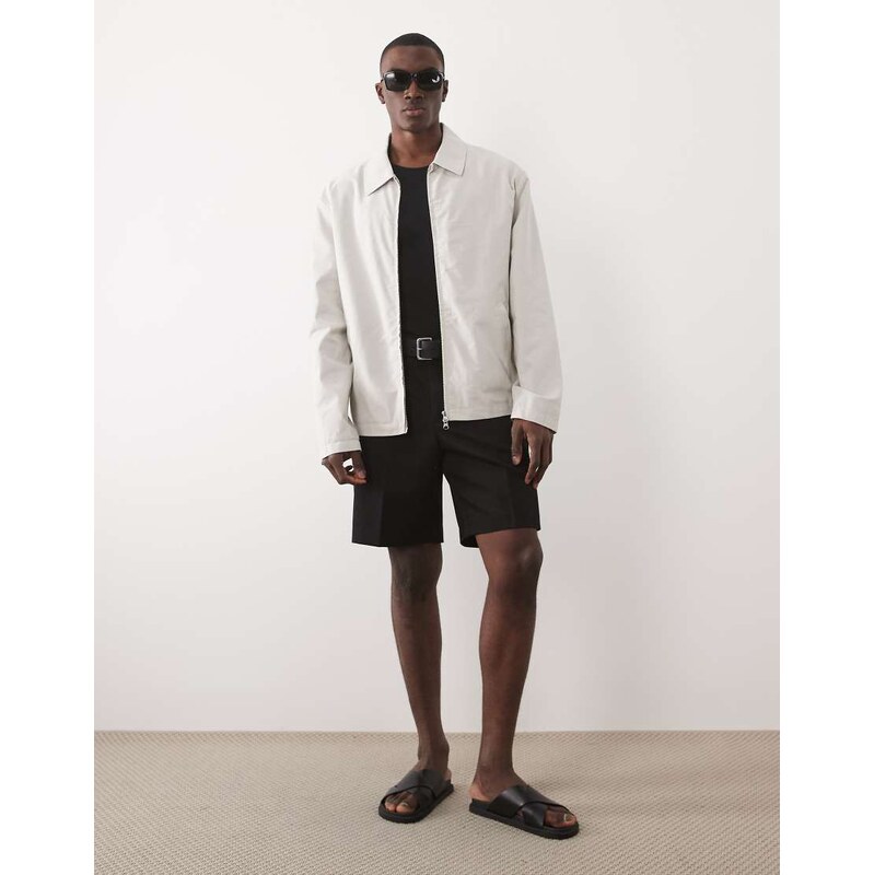 ASOS DESIGN harrington jacket in stone-Grey
