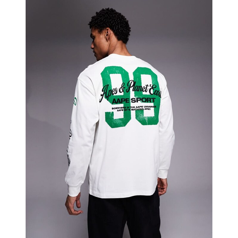 Aape by A Bathing Ape long sleeve t-shirt in off white with multi 115188495