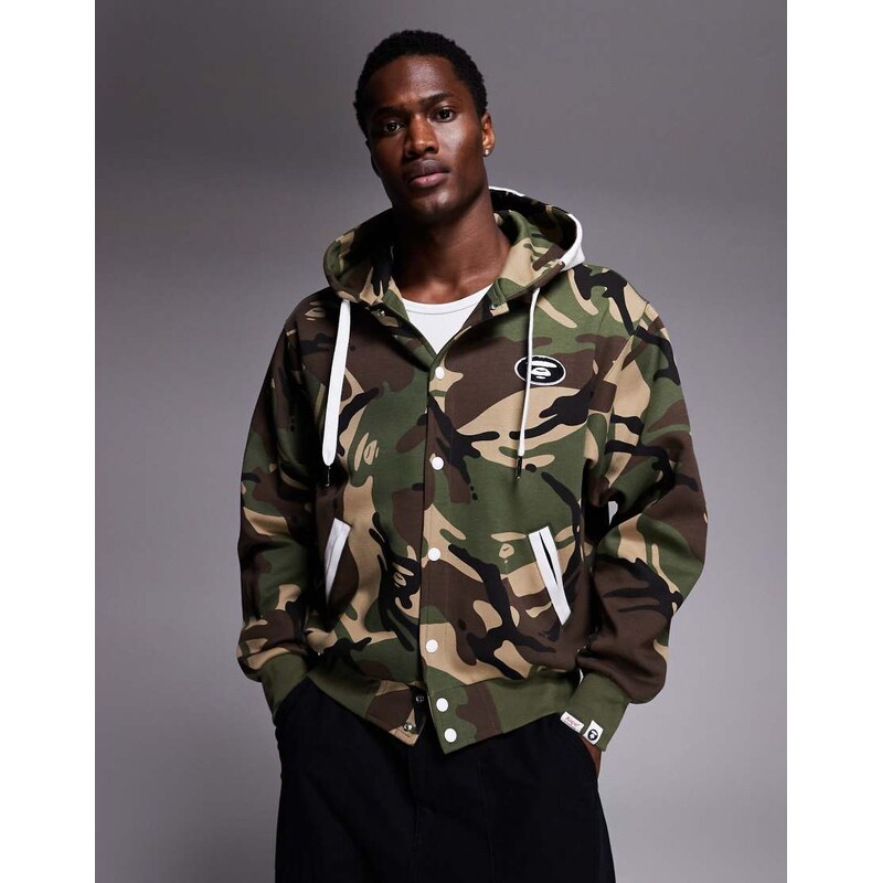 Aape by A Bathing Ape button up hoodie in all over camo print-Multi 115188507