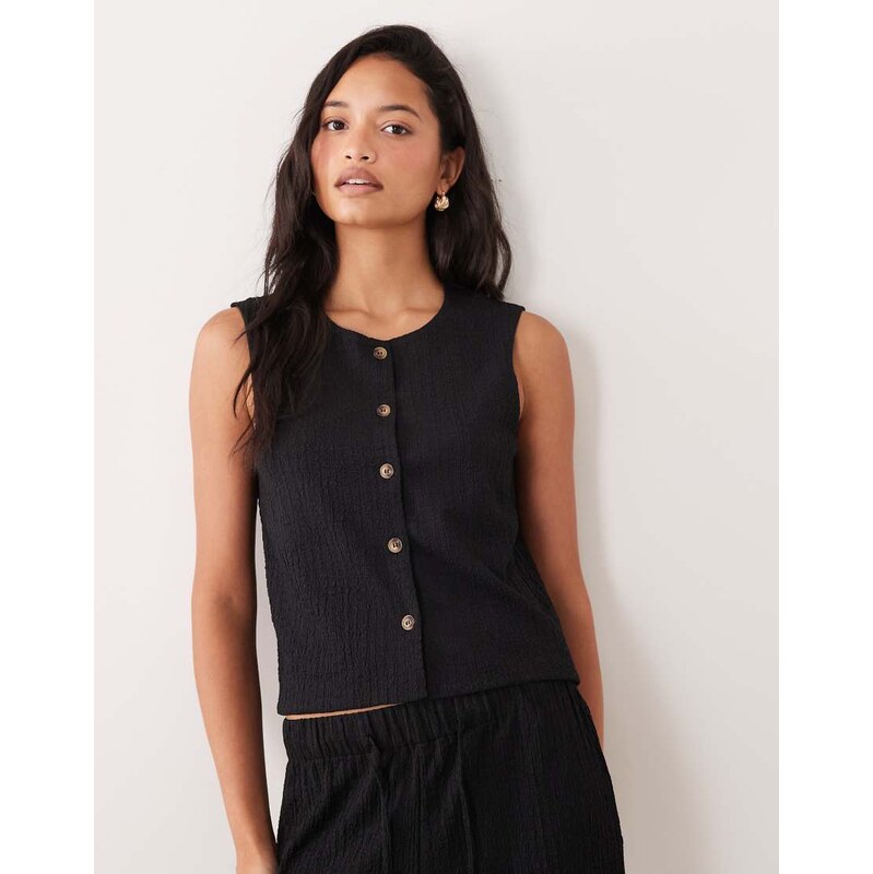 JDY textured waistcoat co-ord in black 115522333
