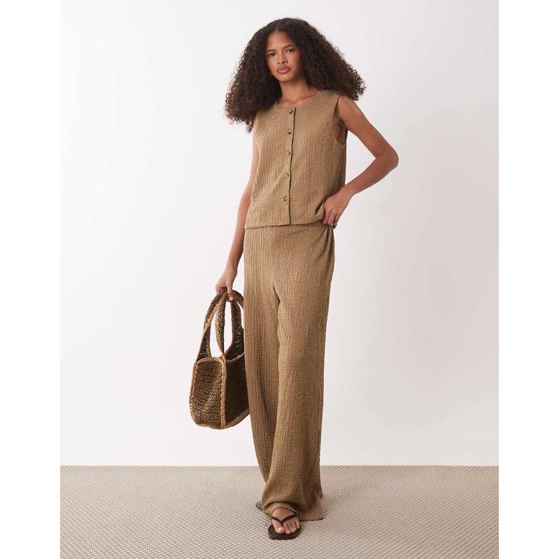 JDY textured tailored trousers co-ord in light brown 115522335