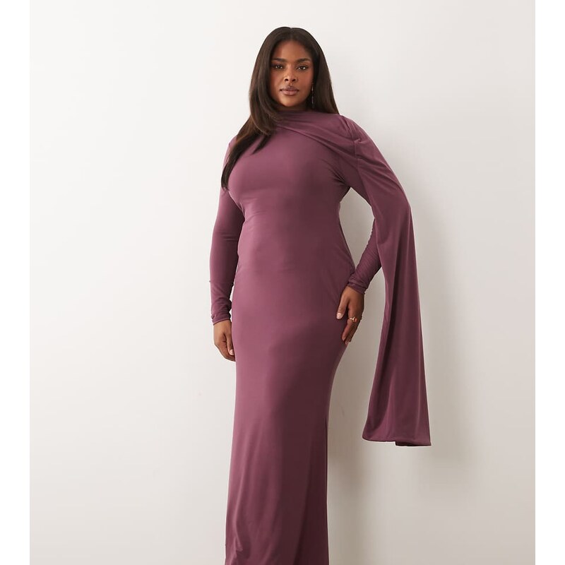 ASOS Curve ASOS DESIGN Curve slinky long sleeve maxi dress with