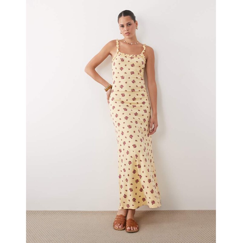Miss Selfridge ditsy floral printed cami rib maxi dress-Multi